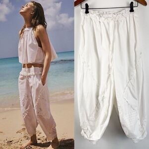 Free People life beach pants White Womens Size Small Oversized Lagenlook